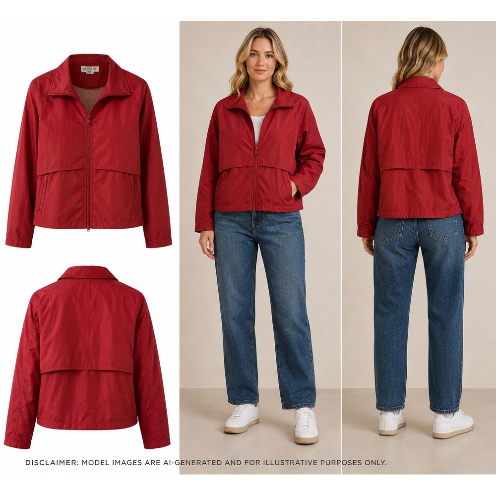 Sansabelt Golf Vintage Red Nylon Windbreaker Jacket Mesh Lined Womens  Medium